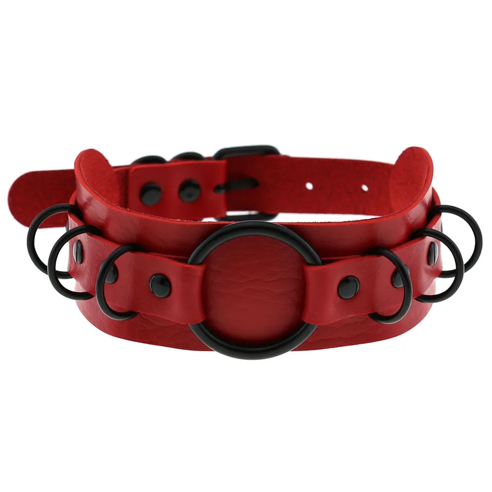 BDSM Punk Black Metal Tassel Red Choker Necklace Sexy Spiked Neck Strap Clavicle Collar Men Necklaces Halloween Women - buysextoyth