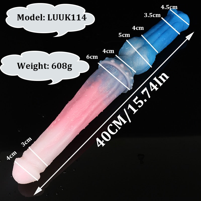 LUUK 40CM Super Long Double Head Horse and Dog Combination Kont Dildo Soft Liquid Silicone Anal Plug Sex Toys for Women Lesbian - buysextoyth