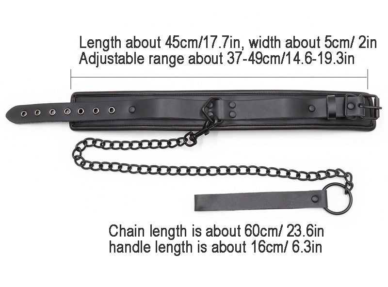 Bdsm Bondage Collar Genuine Leather and Iron Chain Link Metal Hole Slave Collars for Women Sex Toys for Couples Sex Restraints - buysextoyth
