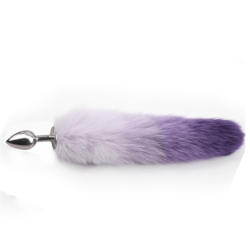 Metal with Gradient Color Fox Analplug Tail Flirting Anal Analplug Dilatation Ass Plug G Point Massage Masturbation Gay Sex Toys - buysextoyth