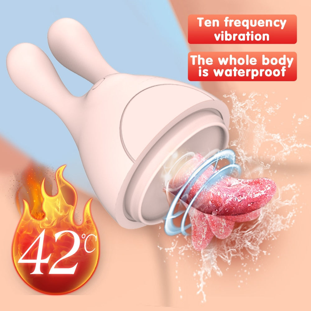 Rabbit Huge Tongue Dildo Vibrator for Women Heating Pussy Licking Toys Oral Blowjob Clitoris Stimulate Erotic Sex Toys for Women - buysextoyth