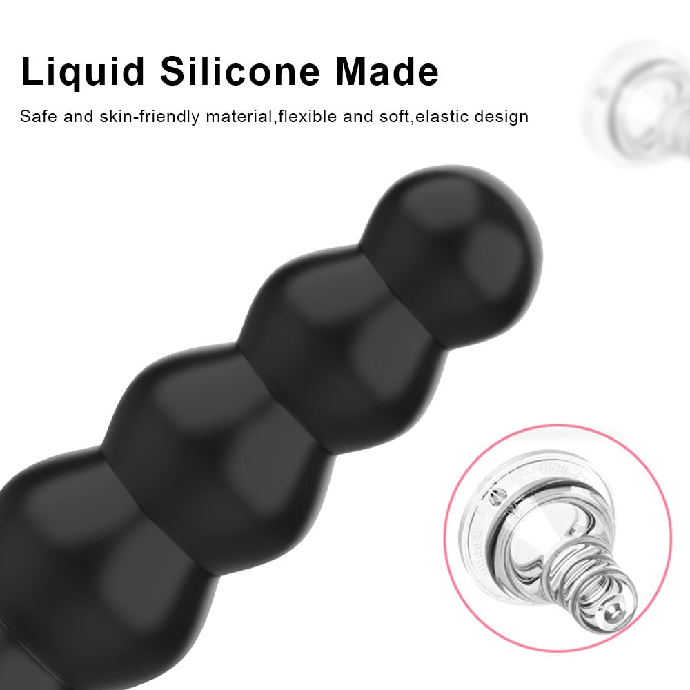 IKOKY Liquid Silicone 5 Beads Big Dildos Anal Plugs Strong Suction Cup Female Male Masturbator Butt Plug Sex Toys for Women Men - buysextoyth