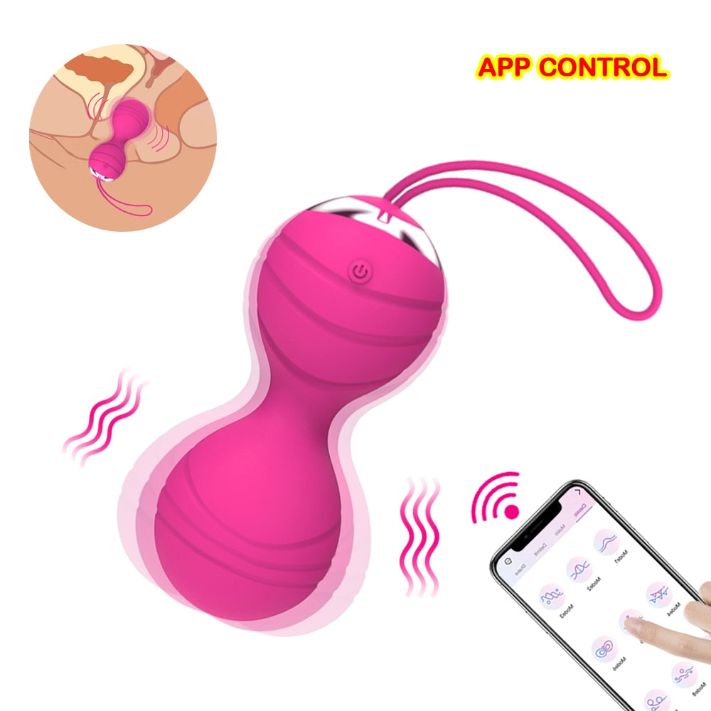 APP Remote Control Drawstring Vibrating Egg Striped Vibration Shrinking Ball Masturbation Massager Vibrator Sex Toys for Women - buysextoyth