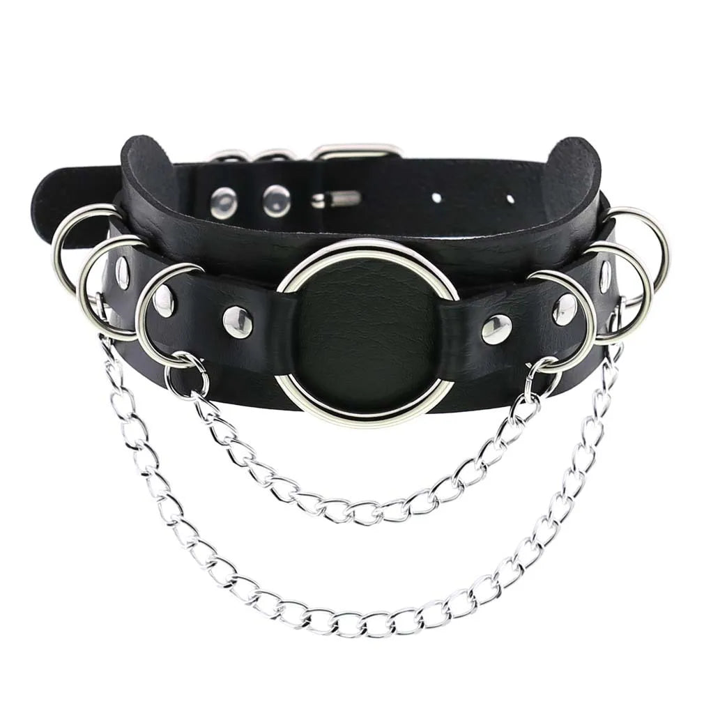BDSM Different Style Fashion Punk Men Torques Necklace Gothic PU Leather Choker Collar Necklace Women Body Chain - buysextoyth