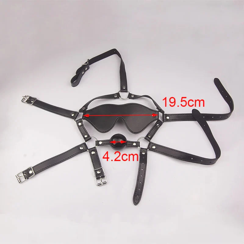 Ring/Spider/Ball Gag BDSM Leather Cover Mouth Mask Bondage. Muzzle Blindfold Restraints.SM Sex Toys For Couples - buysextoyth
