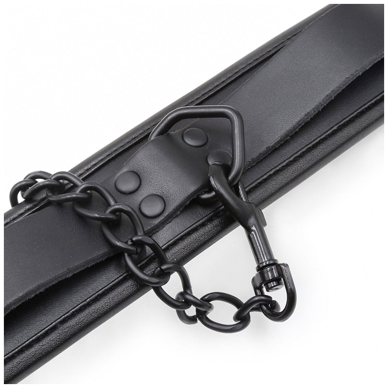 Bdsm Bondage Collar Genuine Leather and Iron Chain Link Metal Hole Slave Collars for Women Sex Toys for Couples Sex Restraints - buysextoyth