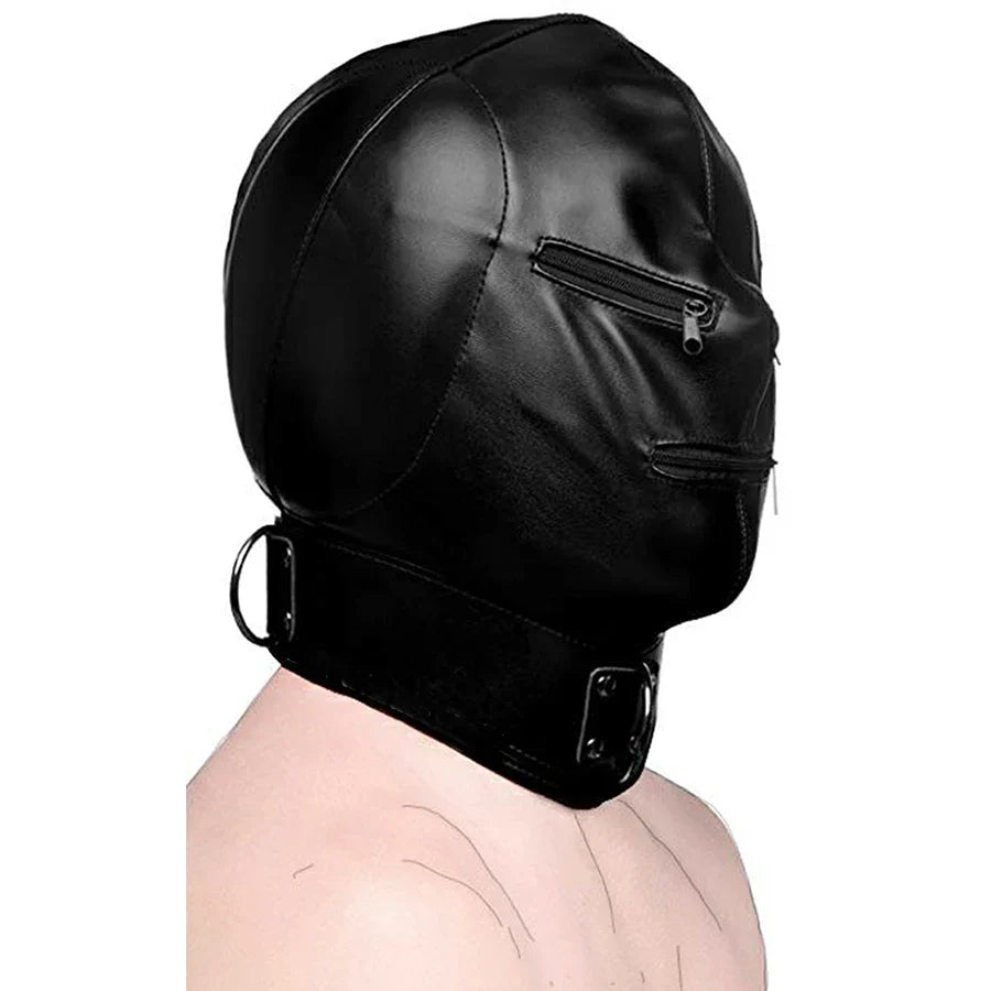 SM Leather Padded Hood Blindfold.Head Harness Mask Gag. BDSM Bondage .Sex Toys For Couples Accessories - buysextoyth