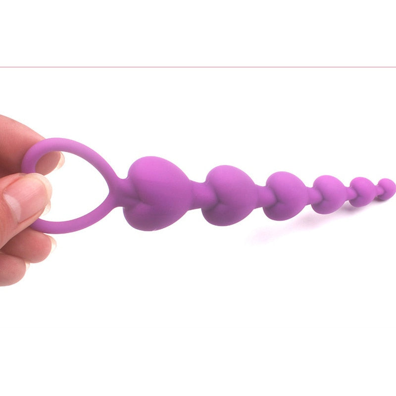 Heart Beads Soft Anal Plug Anus Toys Big  Balls Silicone G-Spot Stimulating Butt Plugs Adult Sex  Couple Sexy - buysextoyth