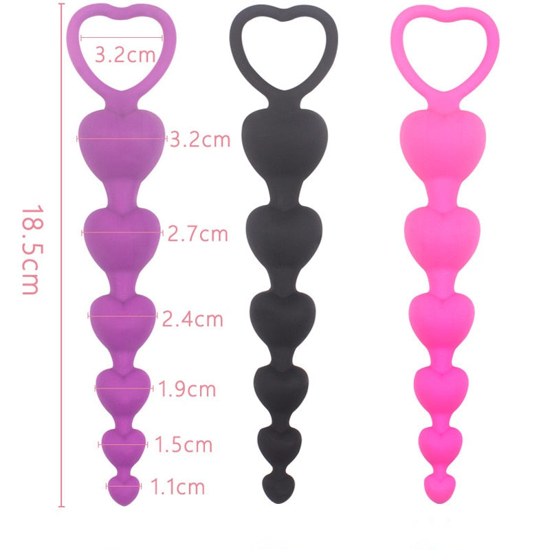 Heart Beads Soft Anal Plug Anus Toys Big  Balls Silicone G-Spot Stimulating Butt Plugs Adult Sex  Couple Sexy - buysextoyth