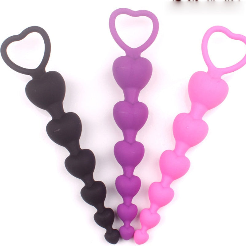 Heart Beads Soft Anal Plug Anus Toys Big  Balls Silicone G-Spot Stimulating Butt Plugs Adult Sex  Couple Sexy - buysextoyth