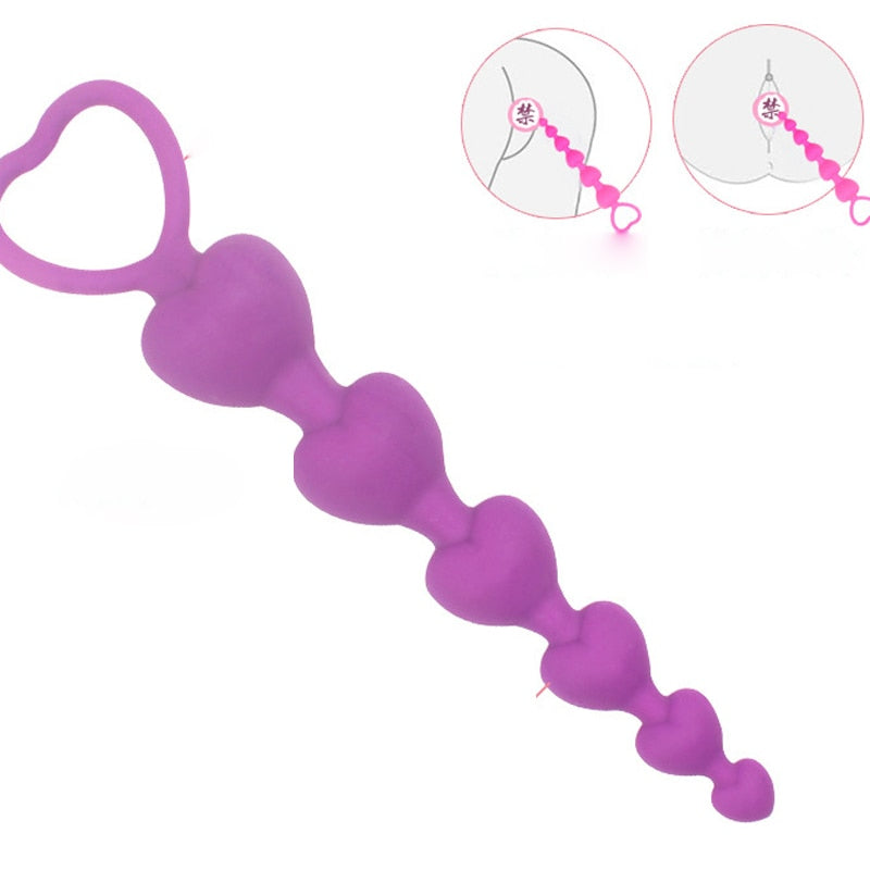 Heart Beads Soft Anal Plug Anus Toys Big  Balls Silicone G-Spot Stimulating Butt Plugs Adult Sex  Couple Sexy - buysextoyth