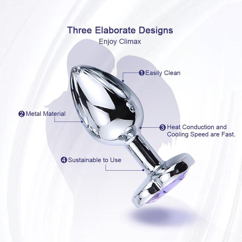Heart Shaped Metal Anal Plug Sex Toys Stainless Smooth Steel Butt Plug Tail Crystal Jewelry Trainer for Women/Man Anal Dildo - buysextoyth