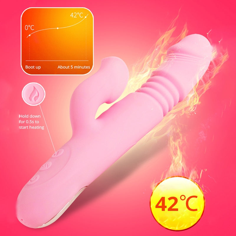 Heating Powerful Telescopic Vibrator for Women Tongue Licking Sex Toys Soft Silicone Clitoris Massage Stick Female Masturbators - buysextoyth