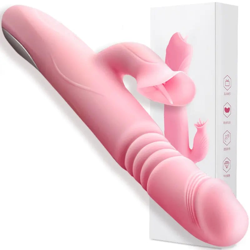 Heating Powerful Telescopic Vibrator for Women Tongue Licking Sex Toys Soft Silicone Clitoris Massage Stick Female Masturbators - buysextoyth