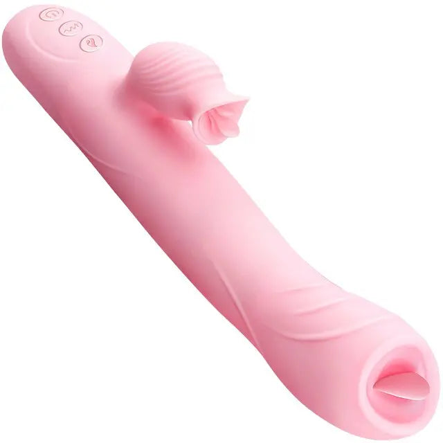 Heating Powerful Telescopic Vibrator for Women Tongue Licking Sex Toys Soft Silicone Clitoris Massage Stick Female Masturbators - buysextoyth