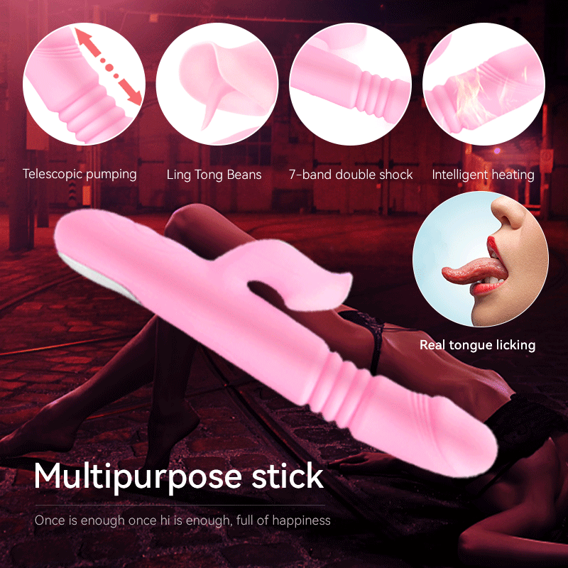 Heating Powerful Telescopic Vibrator for Women Tongue Licking Sex Toys Soft Silicone Clitoris Massage Stick Female Masturbators - buysextoyth