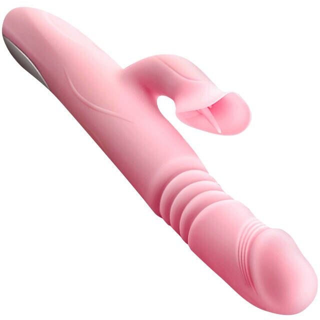Heating Powerful Telescopic Vibrator for Women Tongue Licking Sex Toys Soft Silicone Clitoris Massage Stick Female Masturbators - buysextoyth