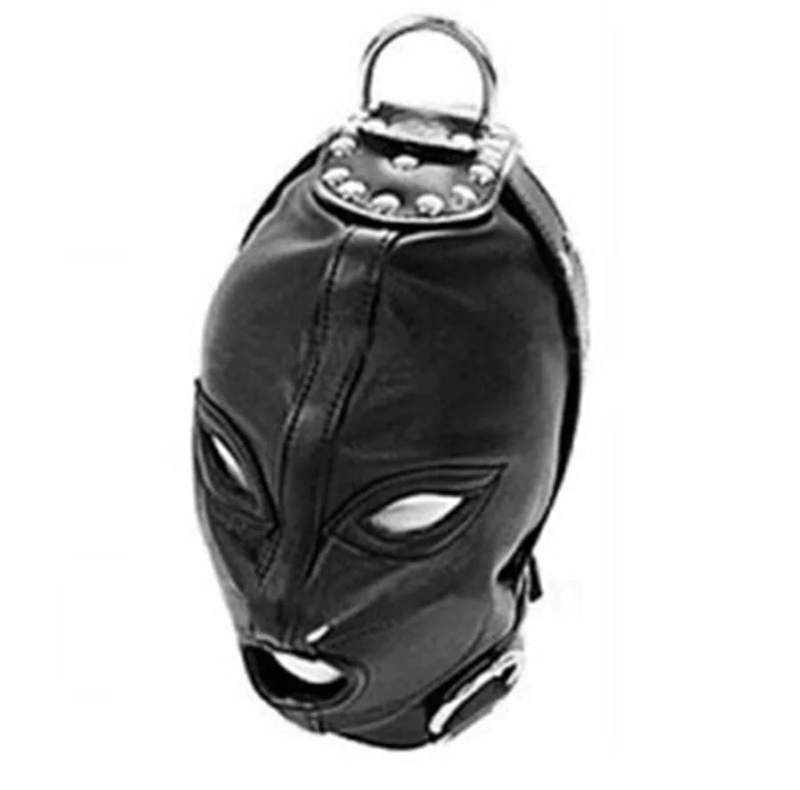 SM Leather Padded Hood Blindfold.Head Harness Mask Gag. BDSM Bondage .Sex Toys For Couples Accessories - buysextoyth
