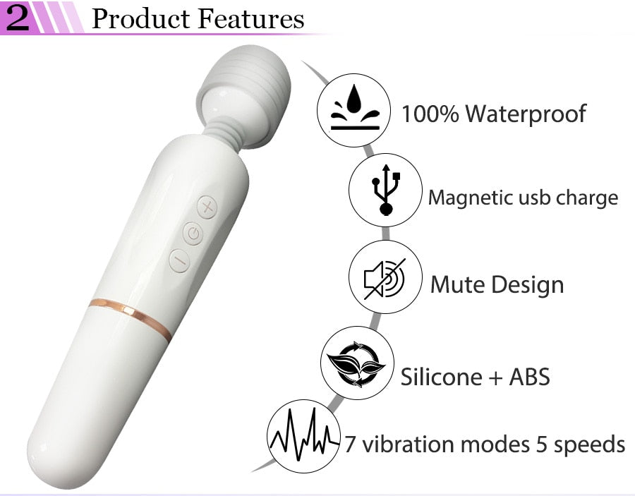 Powerful AV Magic Wand Body Massager USB Charge G Spot Vibrators for Women.Adult Vibrator Sex Toys for Woman.Female Sex Products - buysextoyth