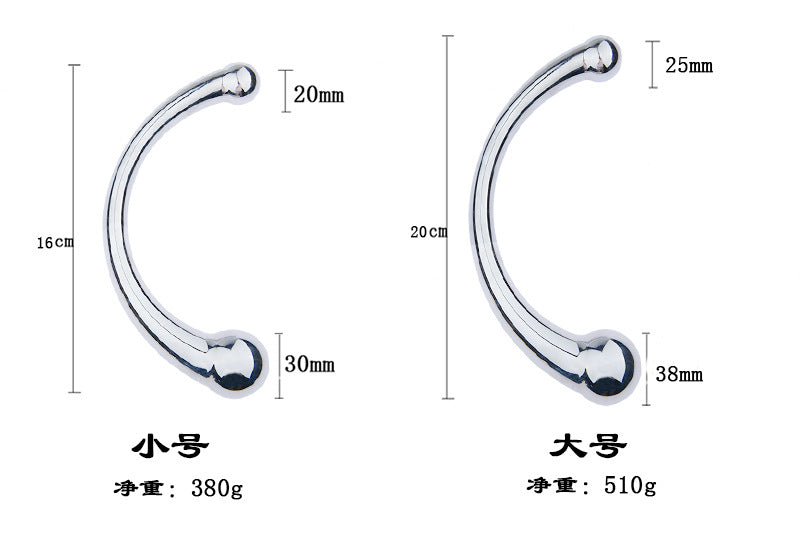 Double Ended Stainless Steel G Spot Wand Massage Stick Pure Metal Penis P-Spot Stimulator Anal Plug Dildo Sex Toy for Women Men - buysextoyth