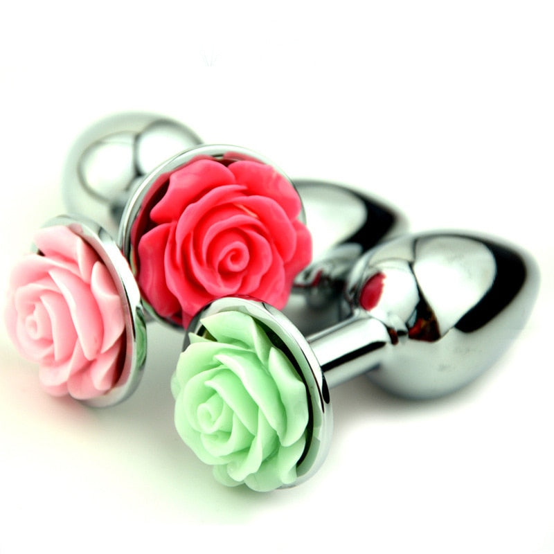 Rose Flower Anal Plug for Men and Women  Masturbator Adult Sex Goods Stainless Steel Butt  Toys  Adults  Products - buysextoyth