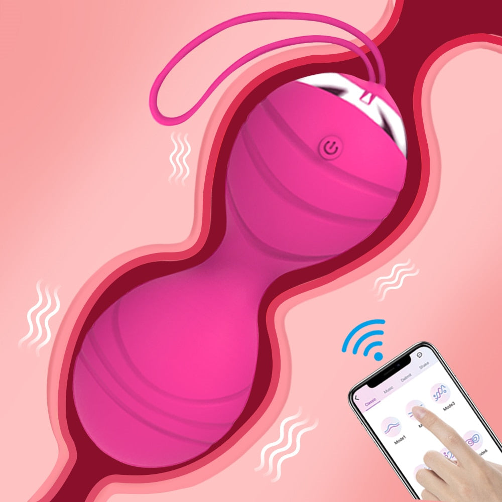 APP Remote Control Drawstring Vibrating Egg Striped Vibration Shrinking Ball Masturbation Massager Vibrator Sex Toys for Women - buysextoyth