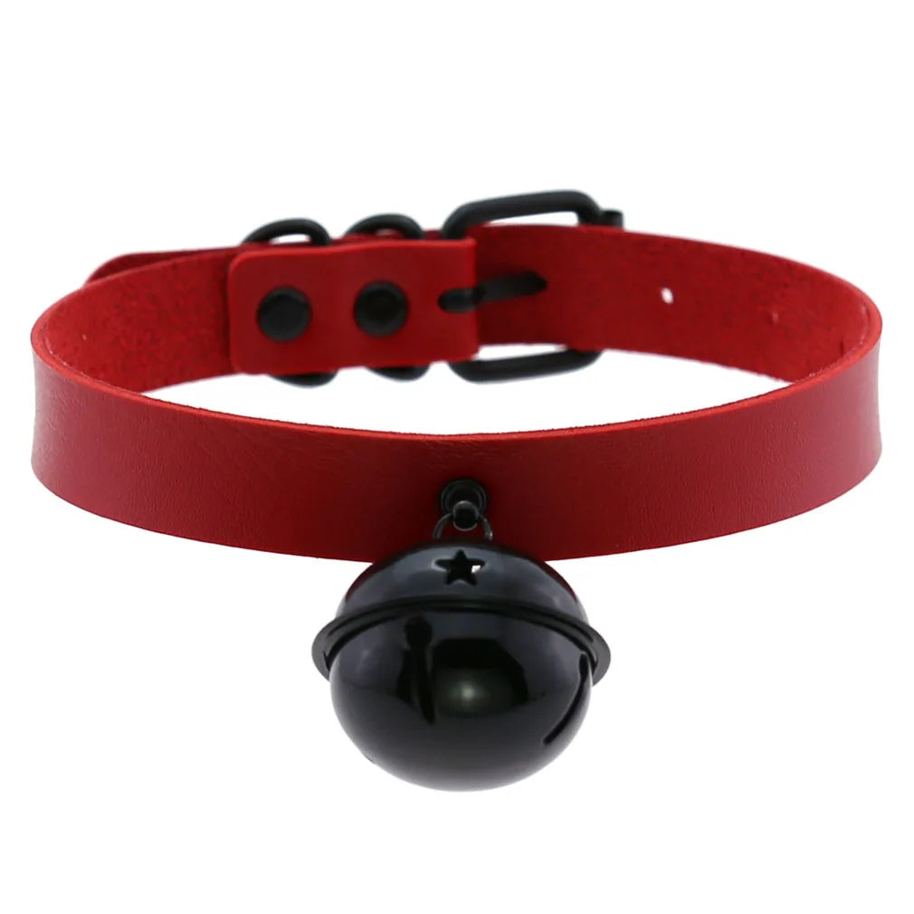 BDSM Punk Black Metal Tassel Red Choker Necklace Sexy Spiked Neck Strap Clavicle Collar Men Necklaces Halloween Women - buysextoyth
