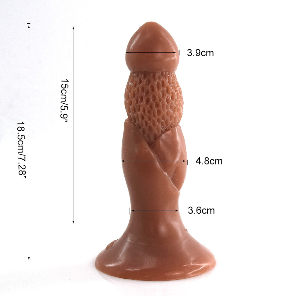 FAAK Mushroom Shape Anal Plug with Suction Cup Dual Layer Silicone Dildos Butt Sex Toys Skin Color Honeycomb Surface Stimulate - buysextoyth