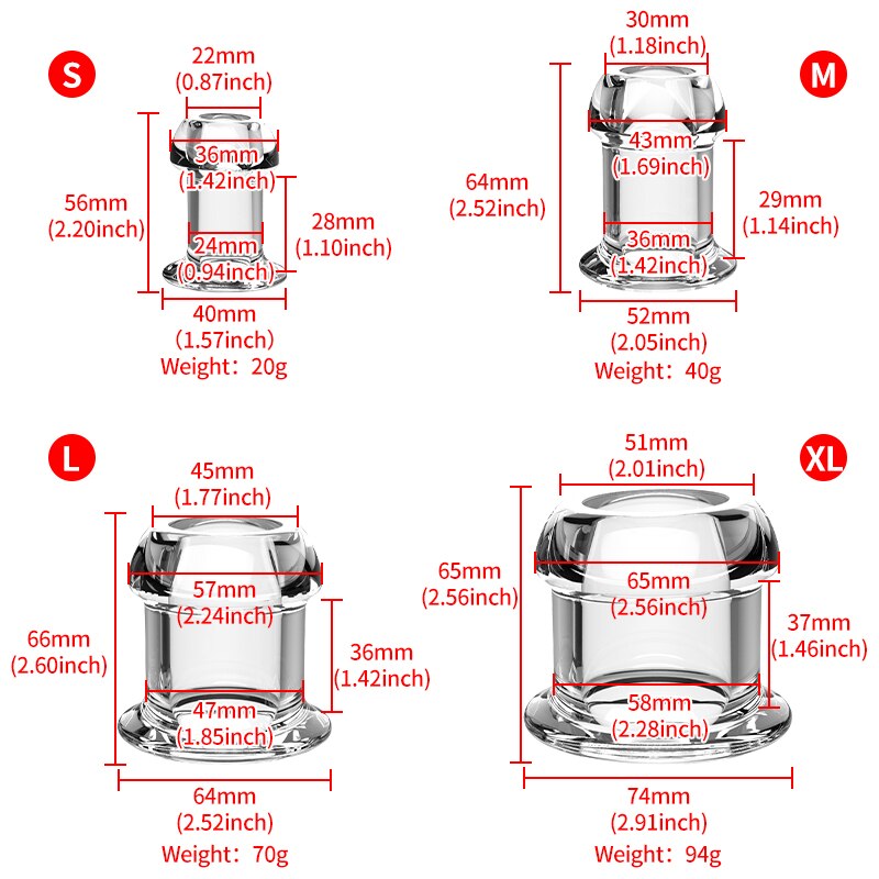 Hollow Anal Plug with Stopper Anal Expander/Tunnel/Toy Transparent Anus Dilation Adult SM Sex Toys for Women Men Couple Lesbian - buysextoyth