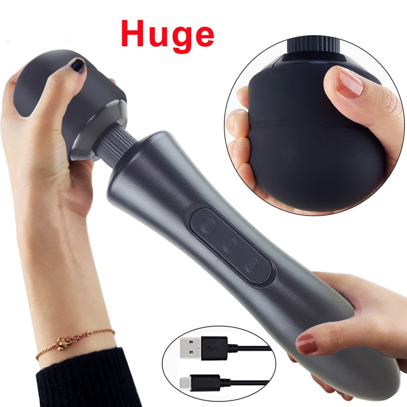 Huge Magic Wand Vibrators for Women. USB Charge Big AV Stick Female G Spot Massager Clitoris Stimulator Adult Sex Toys for Woman - buysextoyth