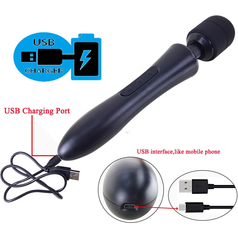Huge Magic Wand Vibrators for Women. USB Charge Big AV Stick Female G Spot Massager Clitoris Stimulator Adult Sex Toys for Woman - buysextoyth