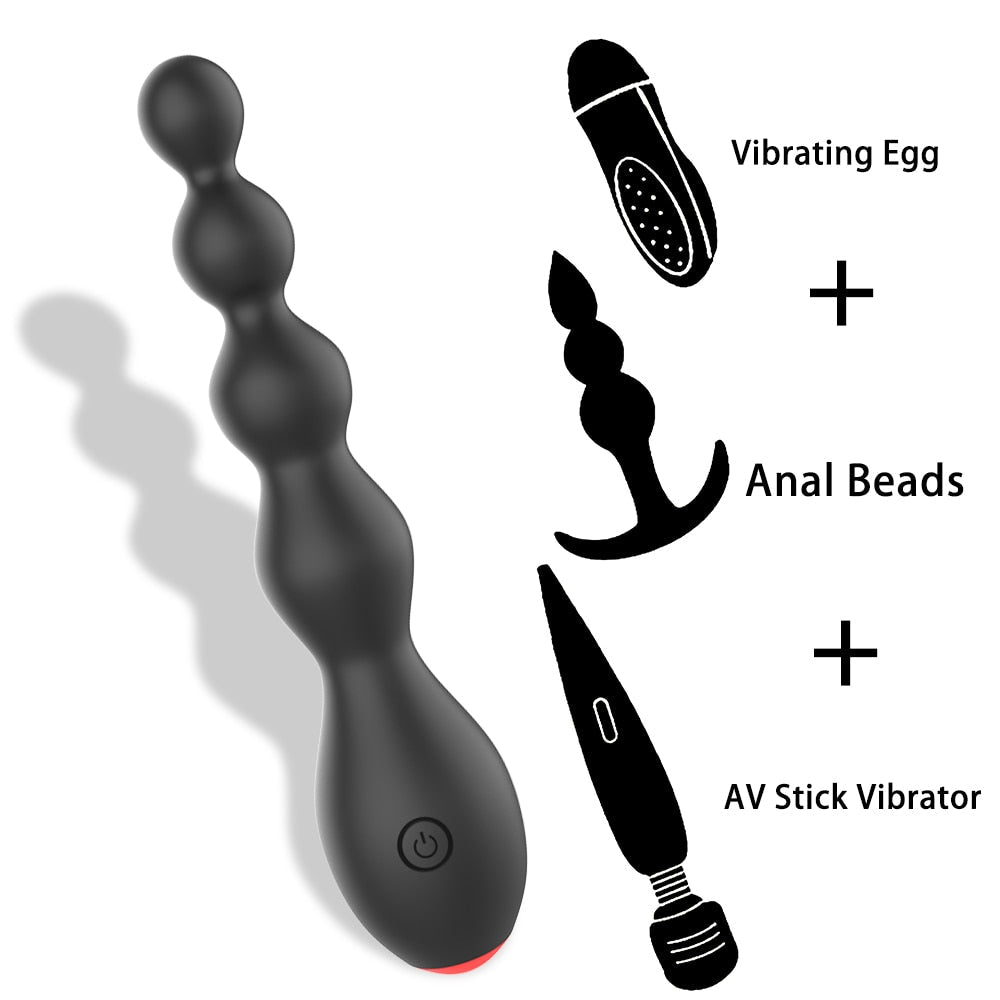 IKOKY 10 Speed  Vibrating Butt Plug Sex Toy for Women  Clitoris Stimulator Prostate Massager Erotic Anal Beads Vibrator - buysextoyth