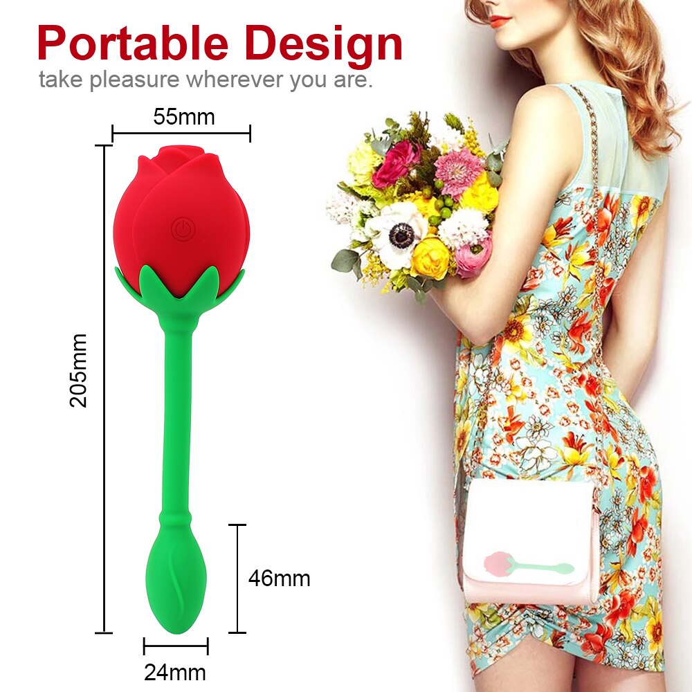 IKOKY 2 In 1 Anal Plug Sucking Vibrator Tail Vibration Clitoris Stimulation Vagina Nipple Massager Rose Shape Sex Toys for Women - buysextoyth