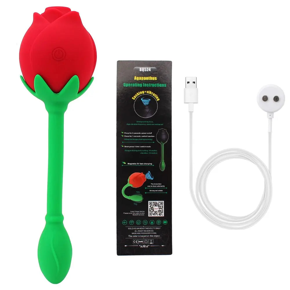 IKOKY 2 In 1 Anal Plug Sucking Vibrator Tail Vibration Clitoris Stimulation Vagina Nipple Massager Rose Shape Sex Toys for Women - buysextoyth
