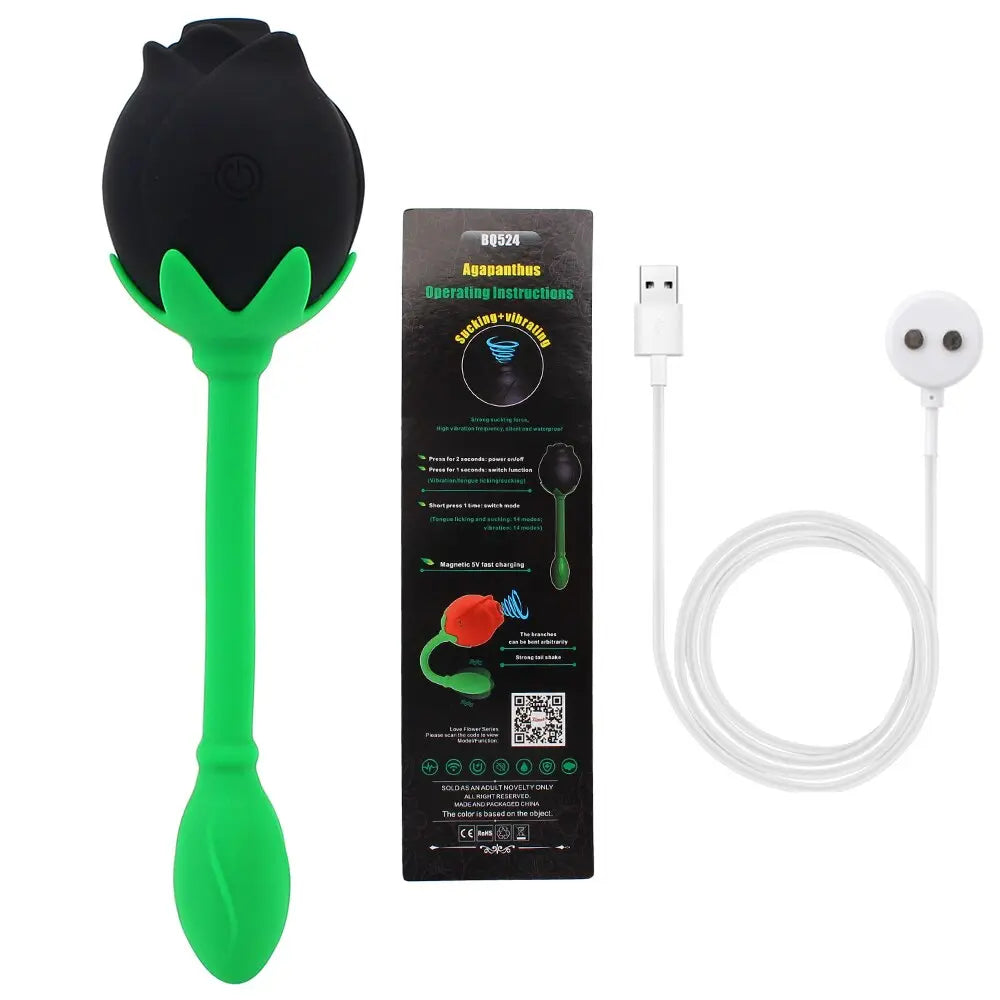 IKOKY 2 In 1 Anal Plug Sucking Vibrator Tail Vibration Clitoris Stimulation Vagina Nipple Massager Rose Shape Sex Toys for Women - buysextoyth