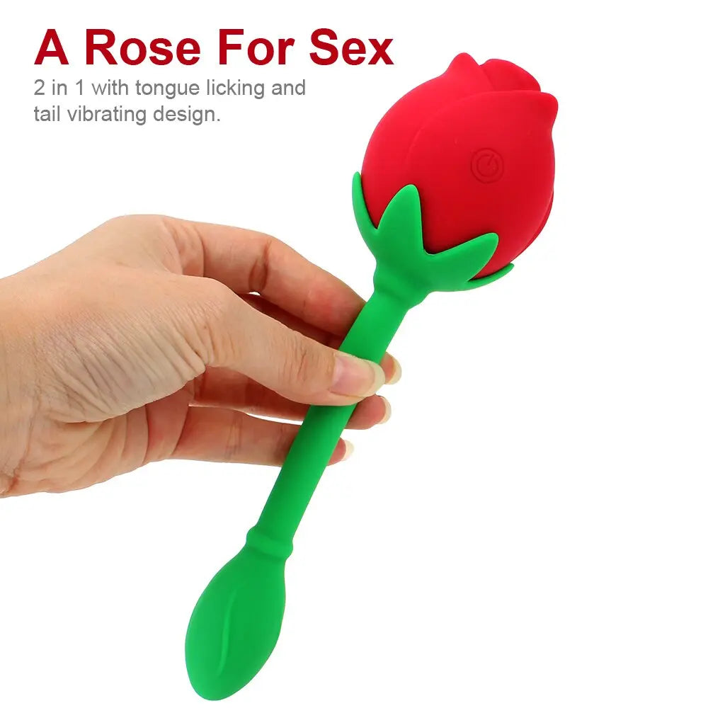 IKOKY 2 In 1 Anal Plug Sucking Vibrator Tail Vibration Clitoris Stimulation Vagina Nipple Massager Rose Shape Sex Toys for Women - buysextoyth