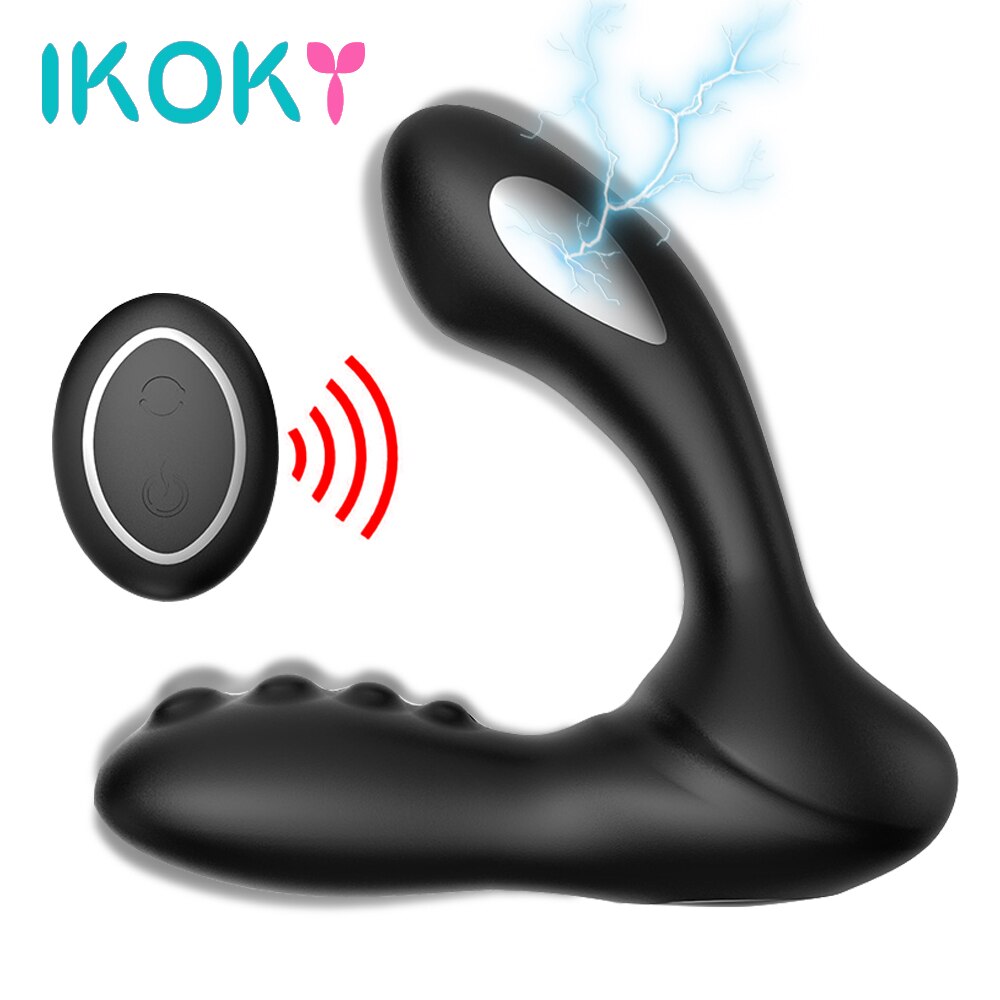IKOKY 8 Speed Electric Shock Anal Dildo Vibrator Prostate Massager Perineum Stimulator Sex Toys for Men Women Gay Anal Butt Plug - buysextoyth