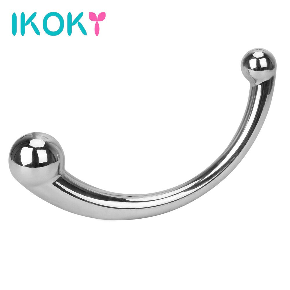 IKOKY Double Head Anal Plug Male Masturbation Adult Sex Products Erotic Stainless Steel Sex Toys for Men Prostate Massage - buysextoyth