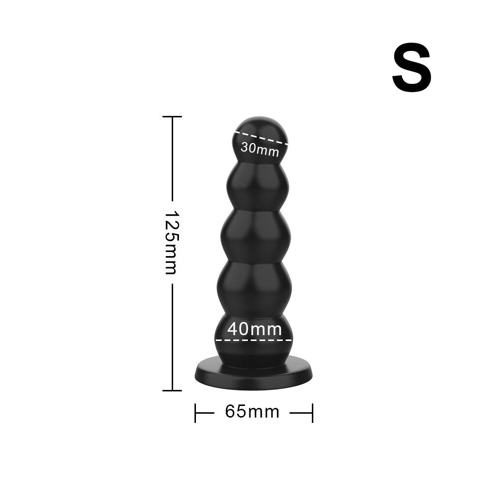 IKOKY Liquid Silicone 5 Beads Big Dildos Anal Plugs Strong Suction Cup Female Male Masturbator Butt Plug Sex Toys for Women Men - buysextoyth