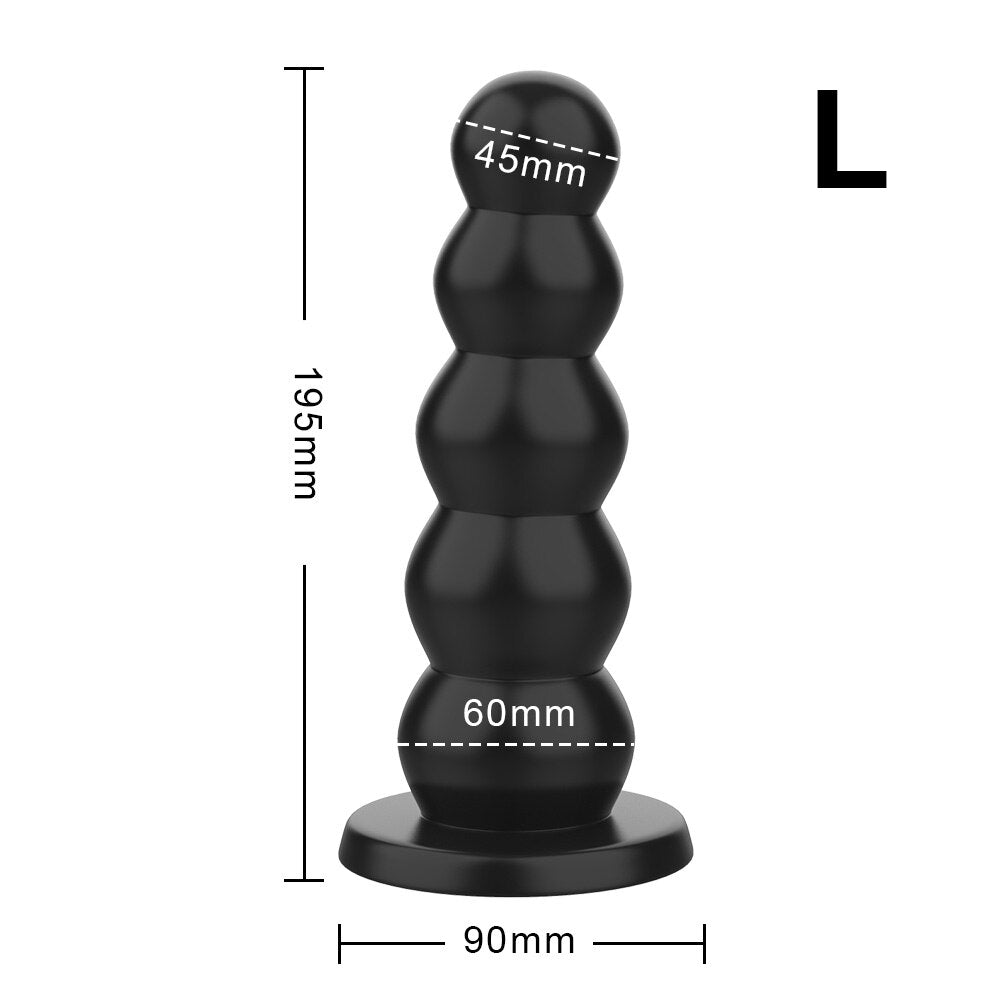 IKOKY Liquid Silicone 5 Beads Big Dildos Anal Plugs Strong Suction Cup Female Male Masturbator Butt Plug Sex Toys for Women Men - buysextoyth