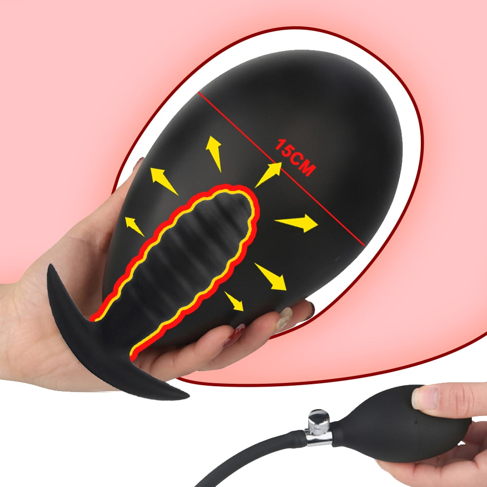 Inflatable ปั๊ม Anal ปลั๊กซิลิโคน Super Big Butt Plug Dildo นวดต่อมลูกหมาก Anus Extender Dilatador Sexules ของเล่นสำหรับผู้หญิง - buysextoyth