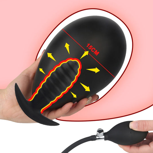 Inflatable ปั๊ม Anal ปลั๊กซิลิโคน Super Big Butt Plug Dildo นวดต่อมลูกหมาก Anus Extender Dilatador Sexules ของเล่นสำหรับผู้หญิง - buysextoyth