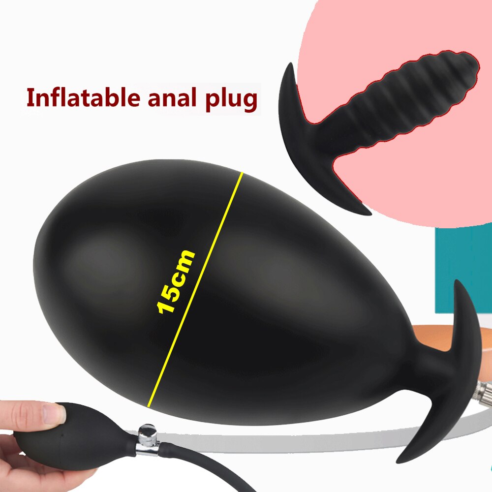 Inflatable ปั๊ม Anal ปลั๊กซิลิโคน Super Big Butt Plug Dildo นวดต่อมลูกหมาก Anus Extender Dilatador Sexules ของเล่นสำหรับผู้หญิง - buysextoyth