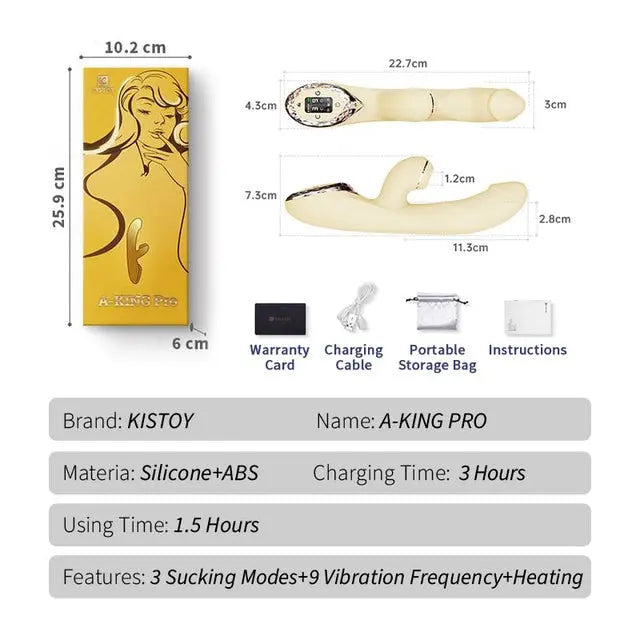 KISTOY A-King Series ฟังก์ชั่นเครื่องสั่นสะเทือนที่มีประสิทธิภาพ Clitoris G Spot Stimulator ที่สมจริงความร้อน Dildo เซ็กซ์ทอยสำหรับสตรี - buysextoyth