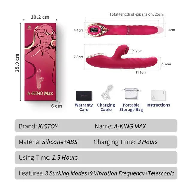 KISTOY A-King Series ฟังก์ชั่นเครื่องสั่นสะเทือนที่มีประสิทธิภาพ Clitoris G Spot Stimulator ที่สมจริงความร้อน Dildo เซ็กซ์ทอยสำหรับสตรี - buysextoyth