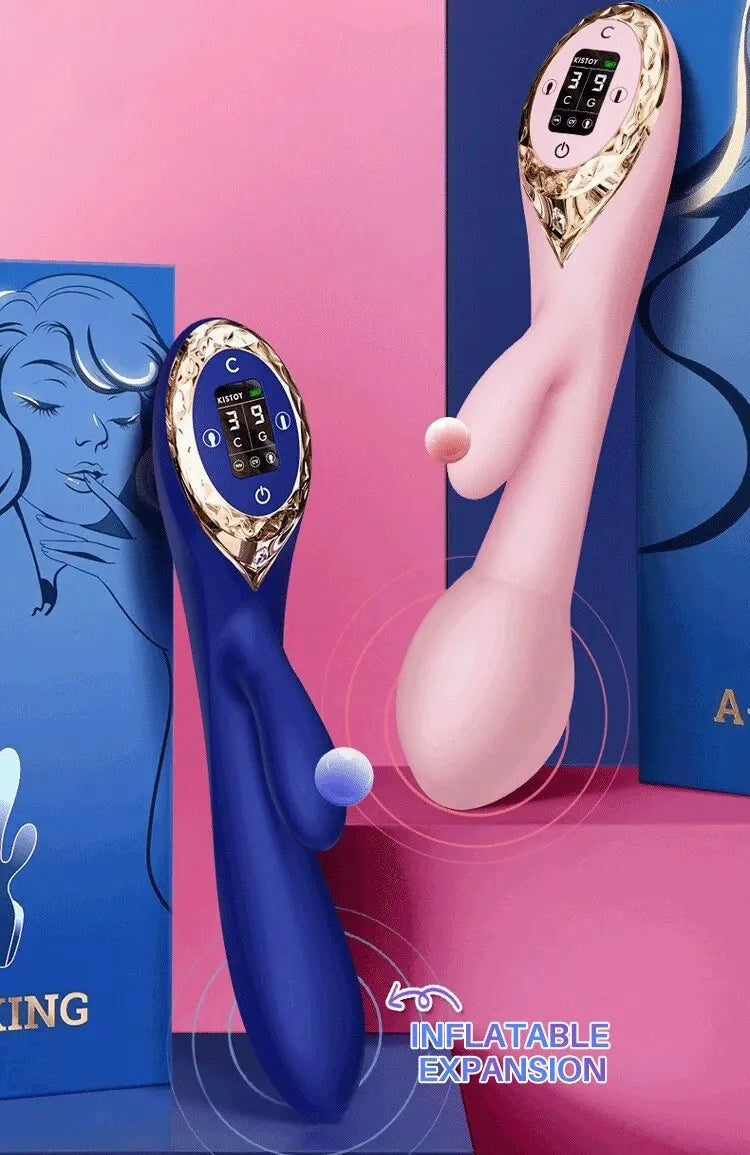 KISTOY A-King Series ฟังก์ชั่นเครื่องสั่นสะเทือนที่มีประสิทธิภาพ Clitoris G Spot Stimulator ที่สมจริงความร้อน Dildo เซ็กซ์ทอยสำหรับสตรี - buysextoyth