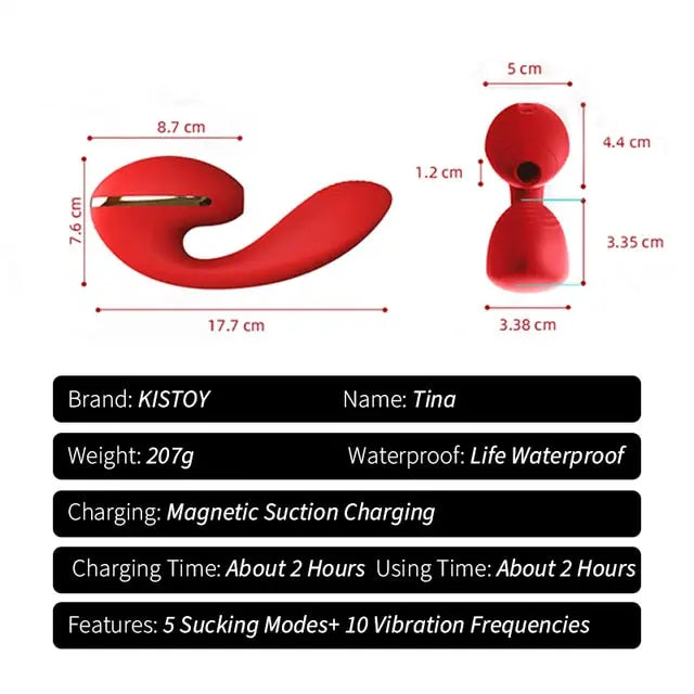 KISTOY Tina สวมใส่ Sucking Vibrator ความร้อน G จุดกระตุ้นที่มีประสิทธิภาพ Clitoris Sucker เซ็กซ์ทอยสำหรับสตรี - buysextoyth