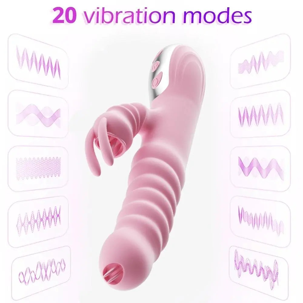 Licking Vibrating Rabbit Vibrator Telescopic Vibrator Swing Heating Fidget Pink Adult Product Sex Toys For Woman Masturbator - buysextoyth