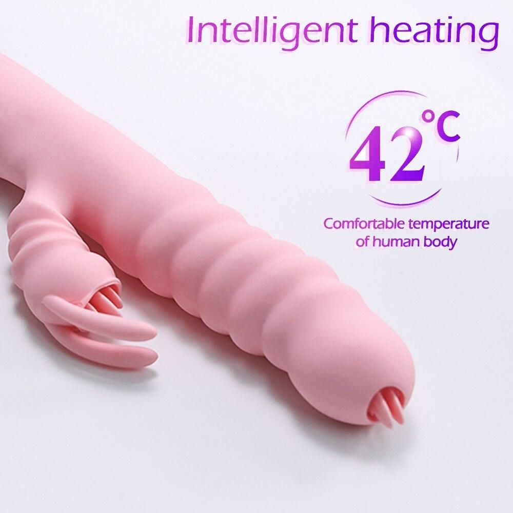 Licking Vibrating Rabbit Vibrator Telescopic Vibrator Swing Heating Fidget Pink Adult Product Sex Toys For Woman Masturbator - buysextoyth