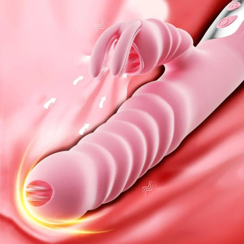 Licking Vibrating Rabbit Vibrator Telescopic Vibrator Swing Heating Fidget Pink Adult Product Sex Toys For Woman Masturbator - buysextoyth